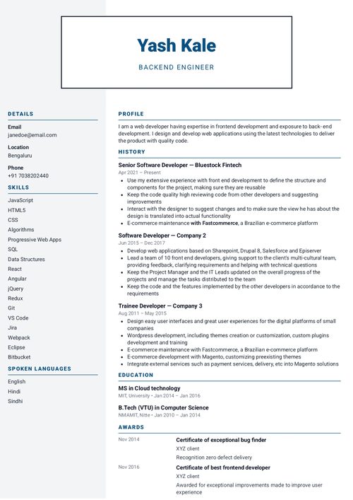 Elegant ATS-friendly resume template for engineering students
