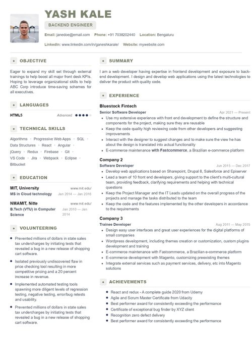 Modern ATS-friendly resume template for engineering students
