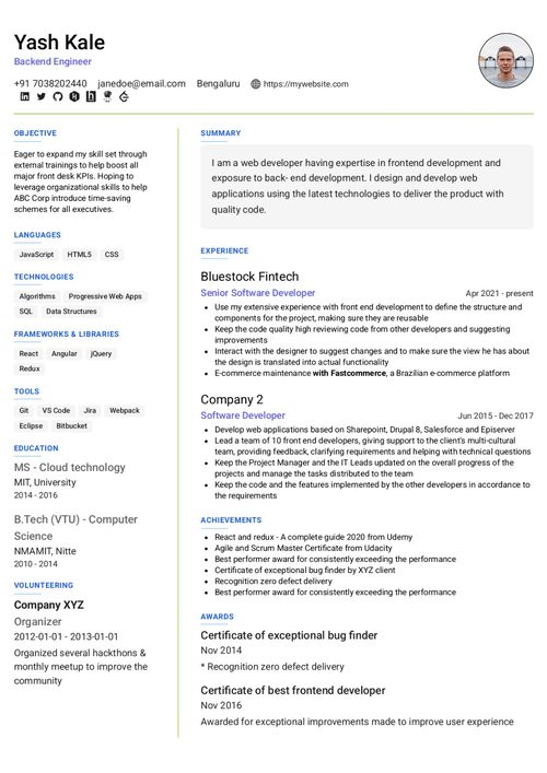 Professional ATS-friendly resume template for engineering students